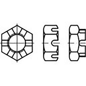 TOOLCRAFT TO-6861237 Kroonmoeren M12 DIN 937 Staal 100 stuk(s)