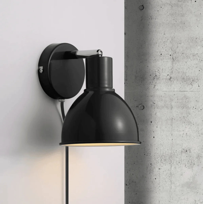 Wandlamp zwart Nordlux &apos;Pop&apos; leeslamp E27 fitting met stekker 15 cm