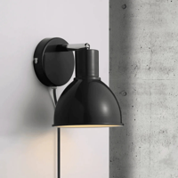 Wandlamp zwart Nordlux &apos;Pop&apos; leeslamp E27 fitting met stekker 15 cm