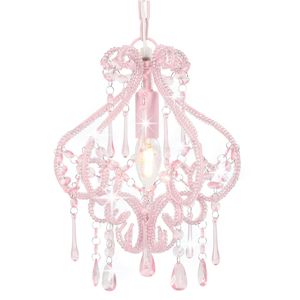 VidaXL Plafondlamp met kralen rond e14 roze