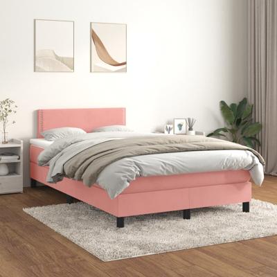 Boxspring met matras fluweel roze 120x200 cm