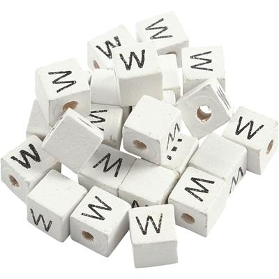 Creativ Company Letterkralen, w, afm 8x8 mm, gatgrootte 3 mm, wit, 25 stuk/ 1 doos