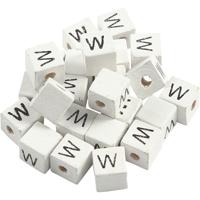 Creativ Company Letterkralen, w, afm 8x8 mm, gatgrootte 3 mm, wit, 25 stuk/ 1 doos