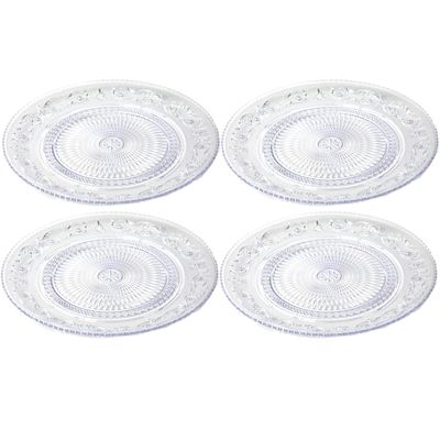 Onbreekbare Dinerborden - 4x - kunststof - kristal stijl - transparant - Dia 31 cm