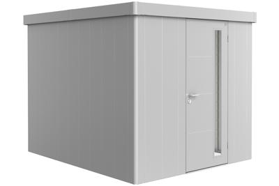 Biohort Metalen tuinhuis Neo - Enkele deur - Zilver - 3B (236x292 cm)- Plat dak- Metaal- Biohort