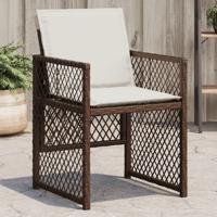 Tuinstoelen 4 st met kussens poly rattan bruin