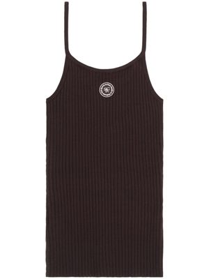 Sporty & Rich débardeur nervuré à patch logo - Marron