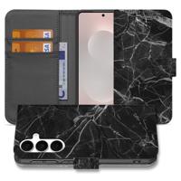 Samsung Galaxy S25 FE | Bookcase | Zwart Marmer Met Pasjesvak Luxe