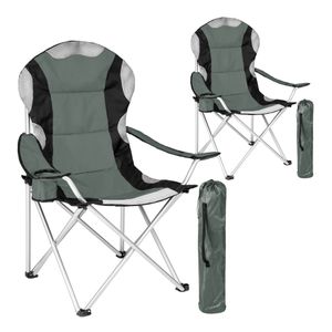 tectake Stoelenset - 2 Stuks - Luxe Campingstoelen - Grijs- Zwart