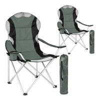 tectake Stoelenset - 2 Stuks - Luxe Campingstoelen - Grijs- Zwart - thumbnail