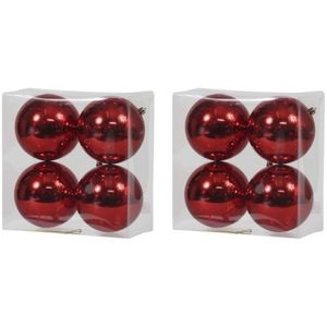 8x Kunststof kerstballen glanzend rood 12 cm kerstboom versiering/decoratie   -