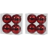 8x Kunststof kerstballen glanzend rood 12 cm kerstboom versiering/decoratie   -