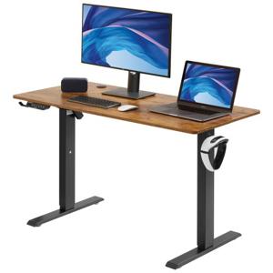 VEVOR Bureau in hoogte verstelbaar elektrisch, 140 x 70 cm sta-bureau, 0,72-1,1 m verstelbare geheugenbediening, groot computerbureau 82 kg belastbaar bruin bureau bureau pc-tafel zit- en stabureau