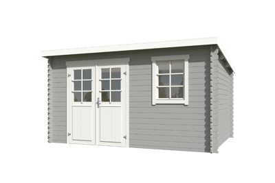 Blokhut Amira 380x275 Platinum Grey-Wit - Outdoor life