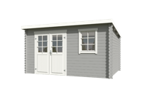 Blokhut Amira 380x275 Platinum Grey-Wit - Outdoor life