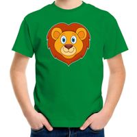 Cartoon leeuw t-shirt groen voor jongens en meisjes - Cartoon dieren t-shirts kinderen - thumbnail