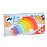 Small Foot - houten bouwblokken regenboog, 9dlg.