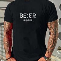 Bon&Bon Men's Letter Graphic Tee - Black Short Sleeve Street Style Black / XXL