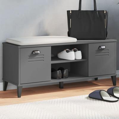 VidaXL Schoenenbank viken 106x35x45 cm bewerkt hout antracietgrijs