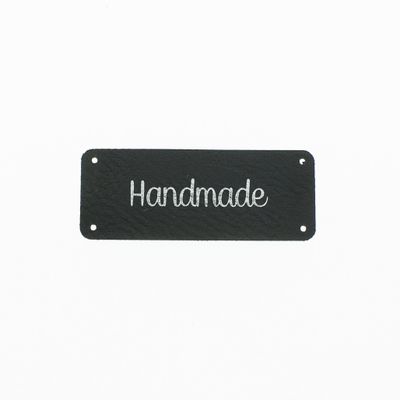 Leren label 'Handmade' 20x50mm - 3 stuks