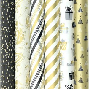 TOUCH OF GOLD 3 cadeaupapier - Kerstpapier inpakpapier voor Kerst - 200 x 70 cm - 6 rollen