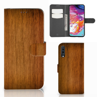 Samsung Galaxy A70 Book Style Case Donker Hout - thumbnail