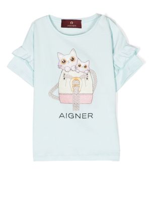 Aigner Kids t-shirt à imprimé graphique - Bleu