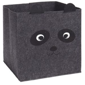 Opbergmand/kastmand vilt kinderkamer - dieren thema panda - 32 x 32 x 32 cm