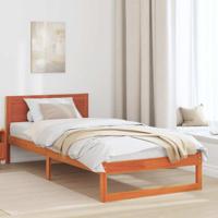 Bedframe met hoofdeinde Wasbruin 75 x 190 cm Massief grenenhout