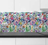 Sticker keuken bloemen patroon - thumbnail