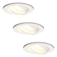 Set van 3 Dublin LED inbouwspots - 4 Watt 345 lumen - 2700K Warm wit - GU10 - Dimbaar - Rond - Kantelbaar - IP20 voor binnen - Wit