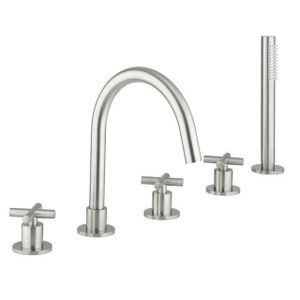 Crosswater MPRO Crosshead badrandkraan 5 gats met handdouche RVS geborsteld PRC450DV