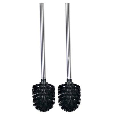2x stuks wc/toiletborstel - zwart/zilver - 34.5 cm - rvs - toilet/badkameraccessoires - wc-borstels