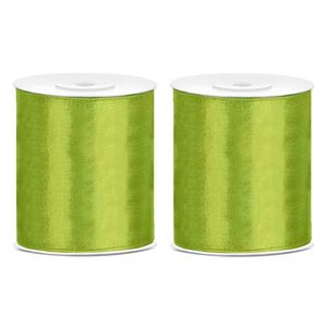 3x Hobby/decoratie groen satijnen sierlinten 10 cm/100 mm x 25 meter