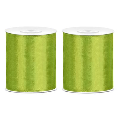3x Hobby/decoratie groen satijnen sierlinten 10 cm/100 mm x 25 meter