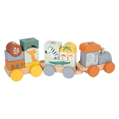 Small Foot houten stapelblokken trein safari, 16dlg.
