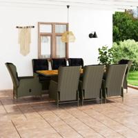 9-delige Tuinset met kussens poly rattan bruin