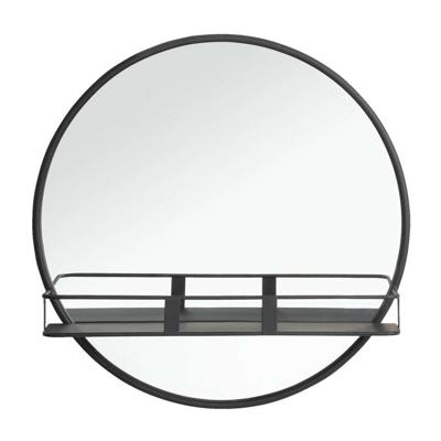 Leen Bakker - Spiegel Met Plateau Roel - 12xØ50 Cm - Metaal/Glas - Zwart