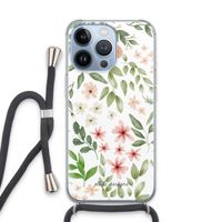 Botanical sweet flower heaven: iPhone 13 Pro Transparant Hoesje met koord