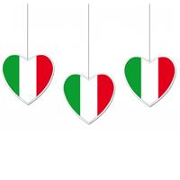 Hangdecoratie hartje van landen vlag Italie - 3x - H28 cm - EK/WK - versiering - papier