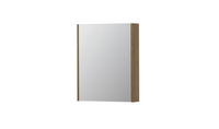 INK SPK2 spiegelkast met 1 dubbelzijdige spiegeldeur, 2 verstelbare glazen planchetten, stopcontact en schakelaar 60 x 14 x 73 cm, fineer ash grey
