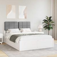 Bedframe met Gevoerd Hoofdgedeelte Lichtgrijs 160 x 200 cm