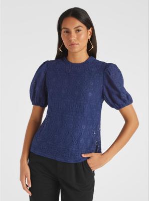 Only Onlluz S/s Puff Sleeve Top Jrs T-shirts Mazarine Blue