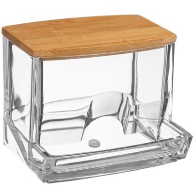 5five Wattenstaafjes houder - 9,5 x 7,5 cm - kunststof / bamboe - Wattenstaafjes opbergen box 5five Wattenstaafjes houder - 9,5 x 7,5 cm - kunststof / bamboe - Wattenstaafjes opbergen box