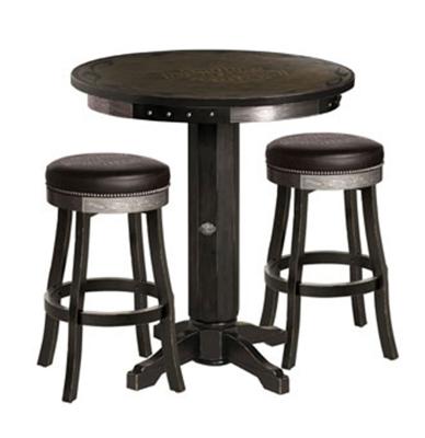 Harley-Davidson Bar & Shield Flames Bartafel & Barstoelen Set Met Vintage Zwarte Afwerking