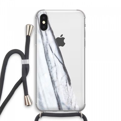 Gestreepte marmer: iPhone XS Max Transparant Hoesje met koord
