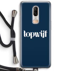 Topwijf Navy: OnePlus 6 Transparant Hoesje met koord