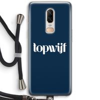 Topwijf Navy: OnePlus 6 Transparant Hoesje met koord