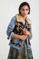 Slim fit spijkerjack met imitatiebont - BLUE - 46