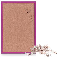 Prikbord incl. 25x punaises rose goud - 40 x 60 cm - paars - kurk